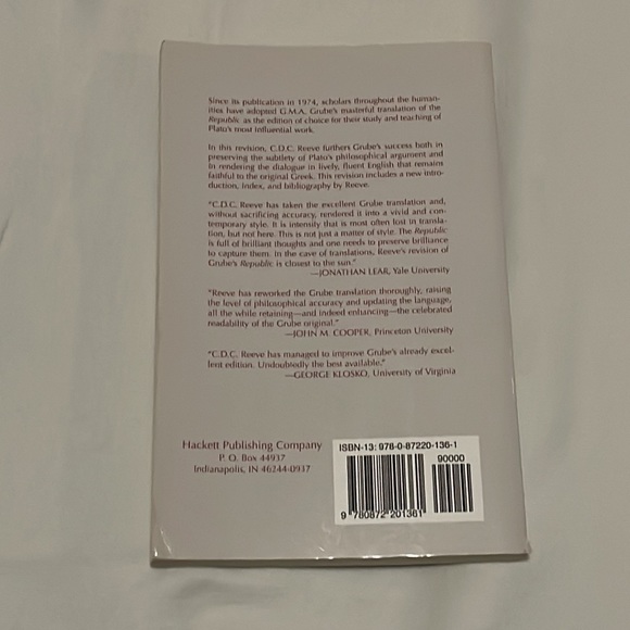 Plato’s book Republic translated by Grube revised by Reeve - Picture 2 of 3